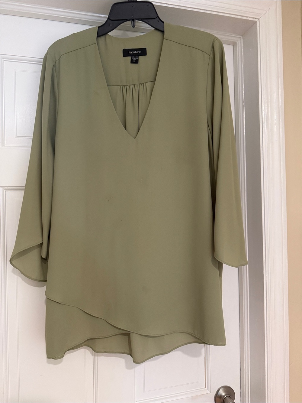Karen Kane Olive V-Neck Layered Tunic